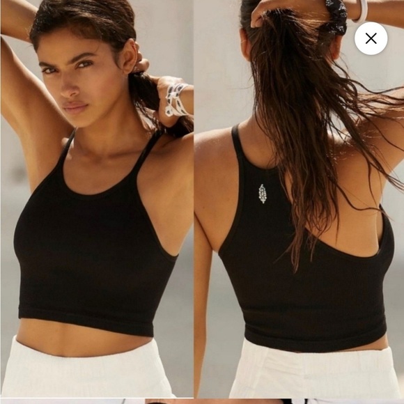 free press Tops - FREE PEOPLE - Happiness Runs Crop Tank black XS/S